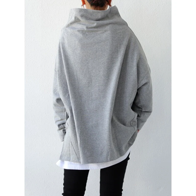 Krisnanas-Sudadera con capucha Y2k para mujer, jersey de manga larga con cuello alto, Color sólido, camisetas informales, ocasión urbana Simple