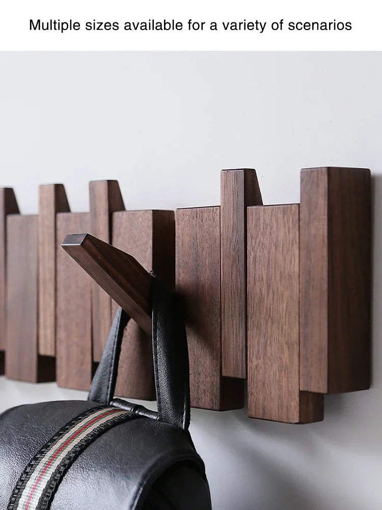 

Wall Mounted Black Walnut Coat Rack Solid Wood Clothes 4 Hook Dropshipping Entrance Door Hanger Coat Rack Home Decor Furniture