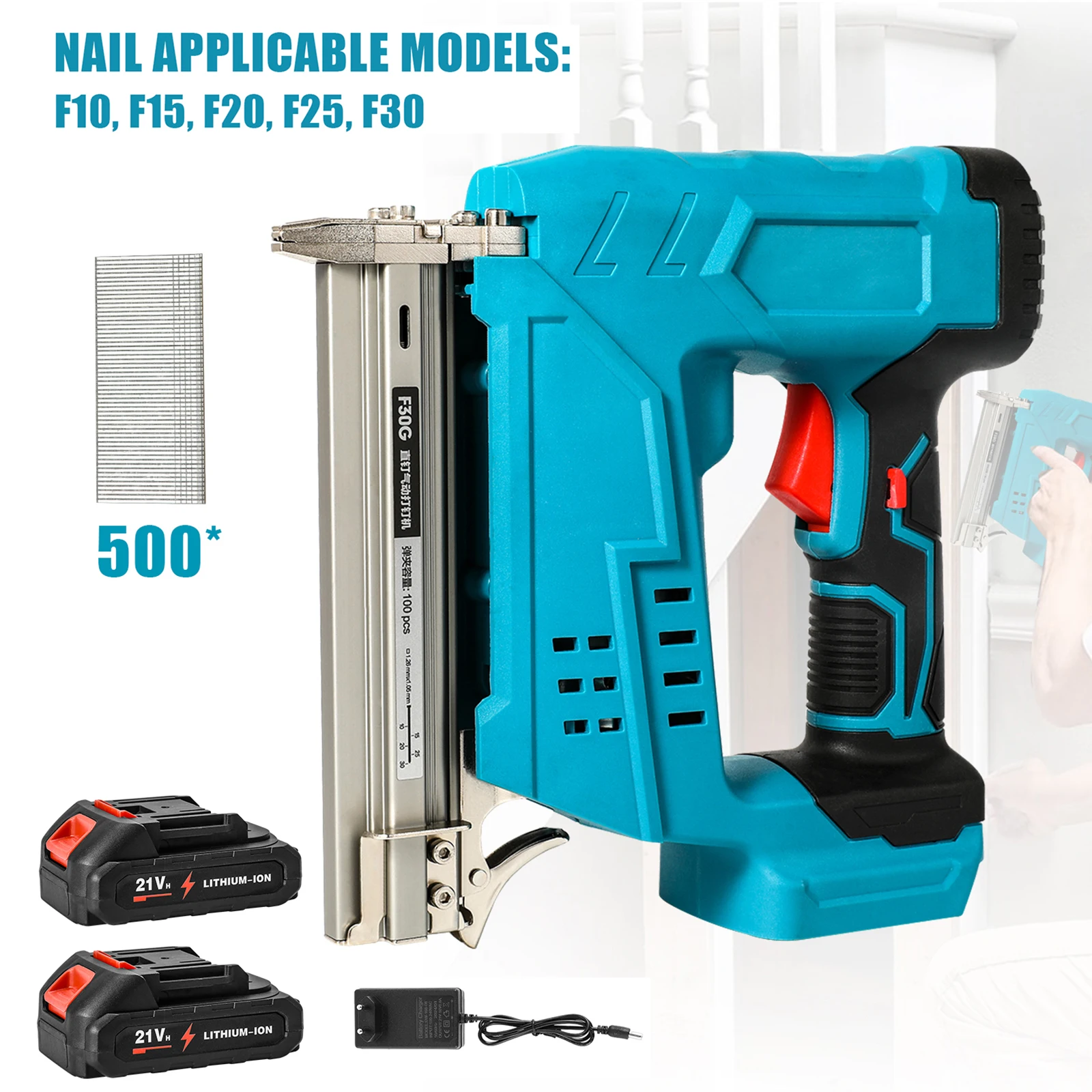 Pistolet à clous électrique sans fil F30 F25 F20 F15 F10, agrafeuse, outils électriques sans fil pour le travail du bois, compatible avec batterie Makita 18V