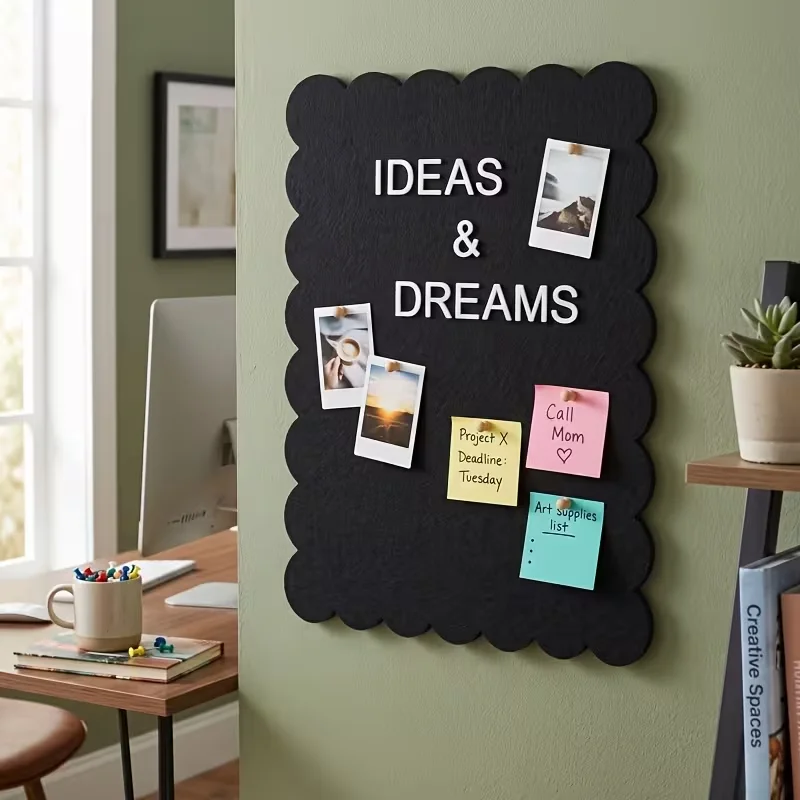 1pcs Large Cork Board for Office Black Felt Board Alternative - Slat Wall Paneling, Felt Bulletin Board Tiles for Office Wall