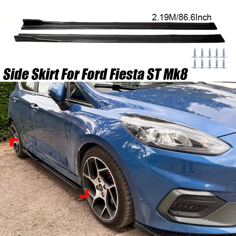 For Ford Accessories Fiesta ST Mk8 Hatchback Car Side Skirt Extensions Rocker Panels Side Trim Spoiler Factory Outlet Gloss Blac
