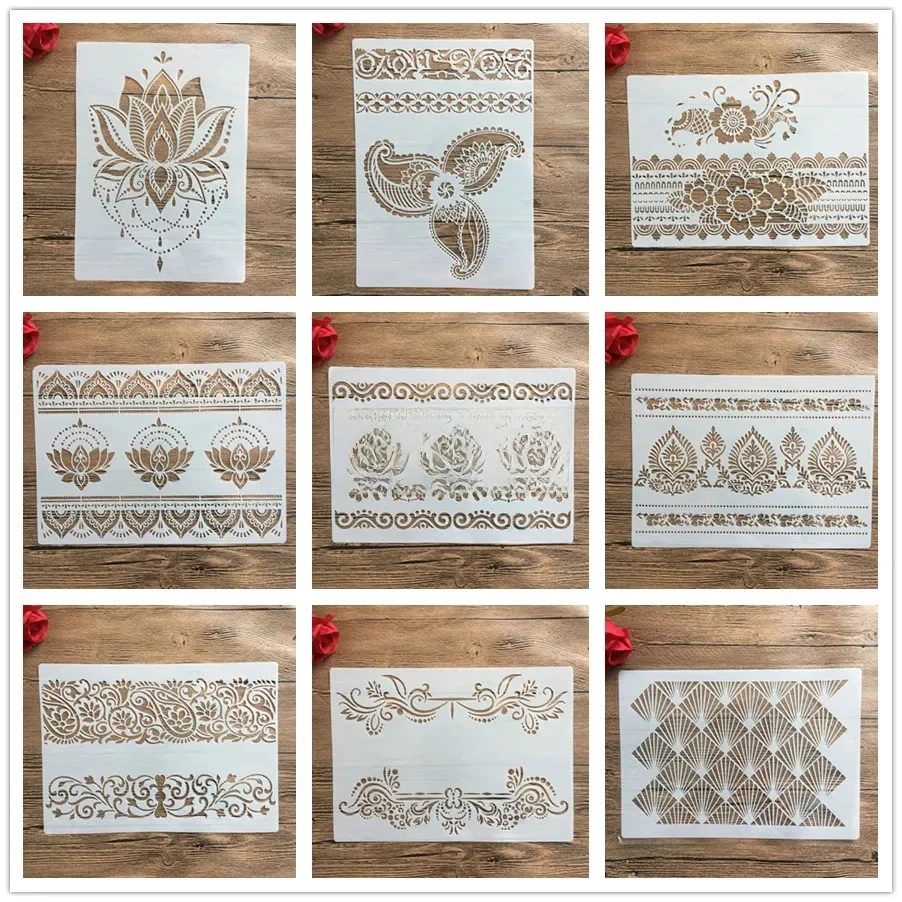 A4 29 * 21cm Mandala DIY Szablony do malowania ścian Scrapbook Kolorowanie Wytłaczanie Album Dekoracyjny Szablon kartki papierowej, szablon ścienny — zdjęcie 2