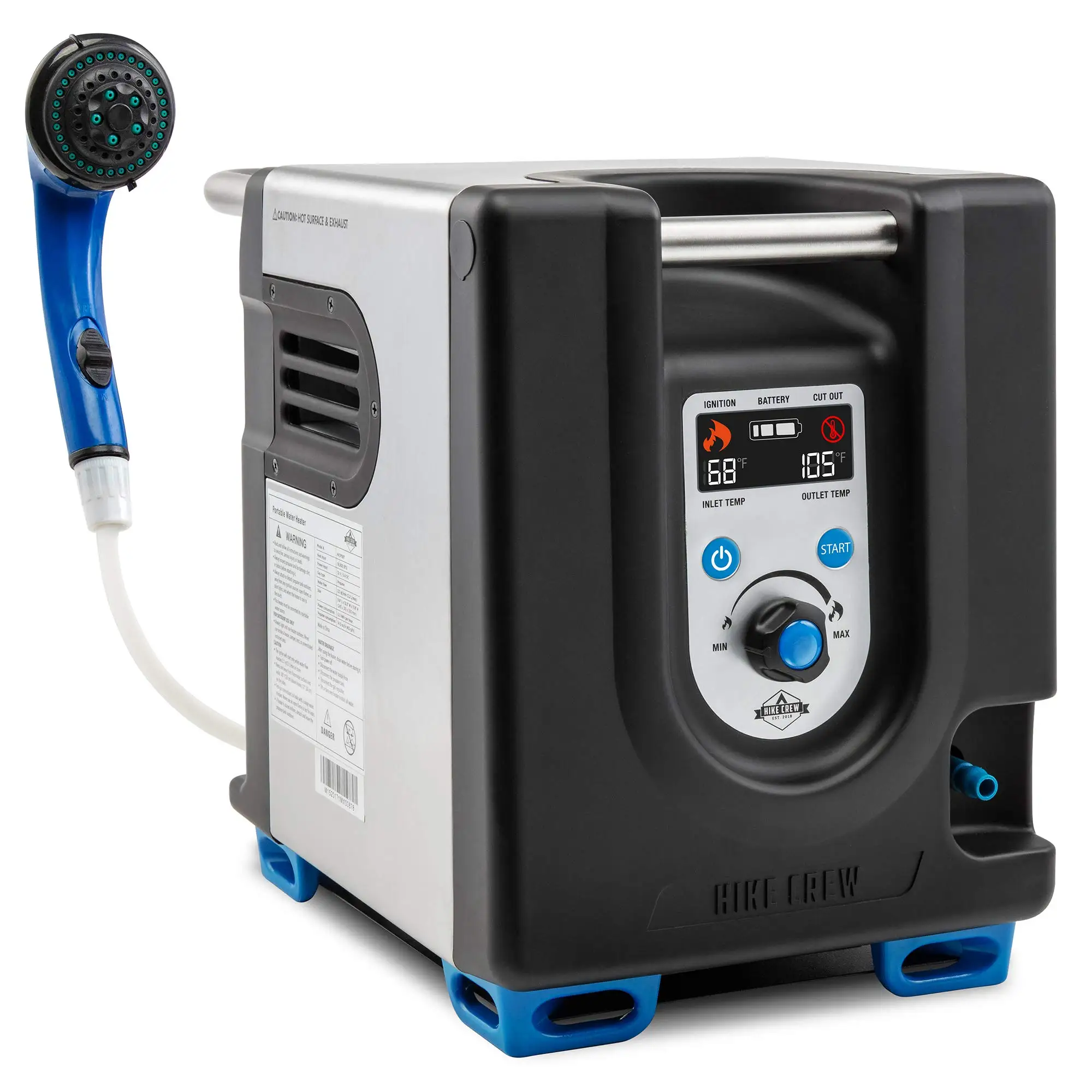 Hike Crew Portable Propane Water Heater & Shower Pump with Built-In Battery, Safety Shutoff & Case