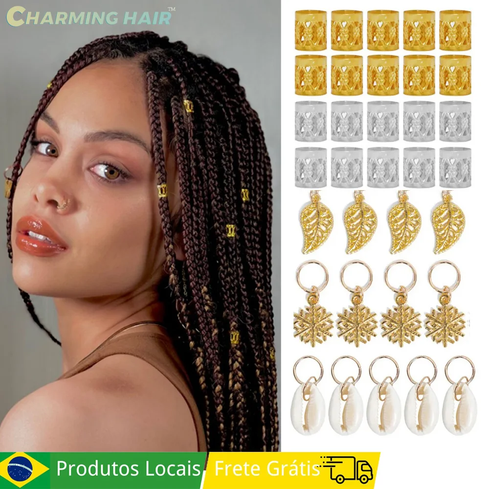 Anéis Joias de Cabelo Para Tranças e Acessórios de Cabelo 24 Estilos Metal Para Dreadlocks-Acessórios Jóias Pingentes 230 Peças