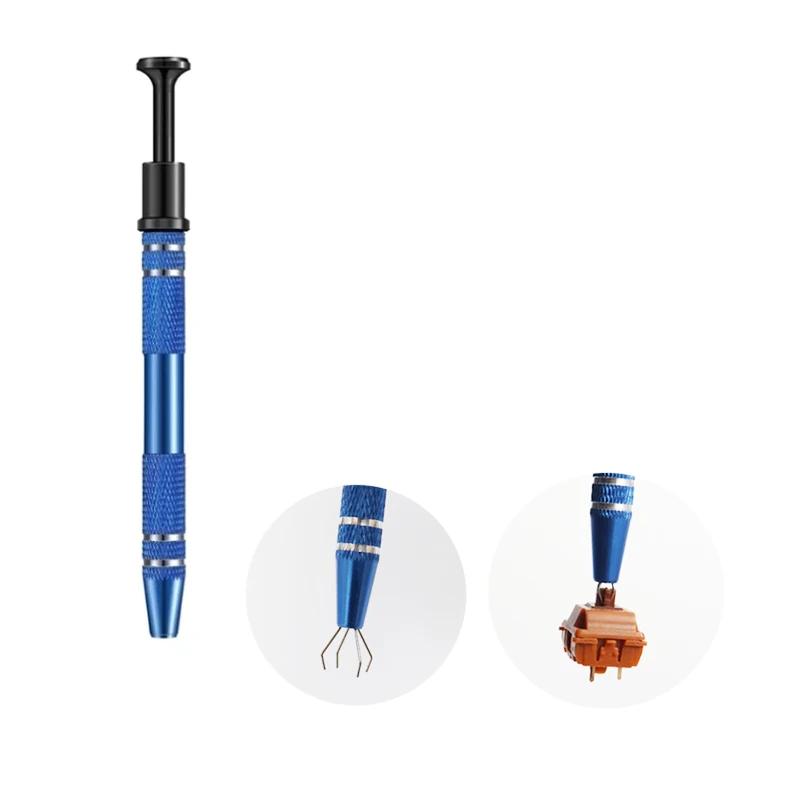 Kit de ferramentas para teclado mecânico, 7 peças, extrator de metal, suporte de haste, escova lubrificante, caneta de lubrificação