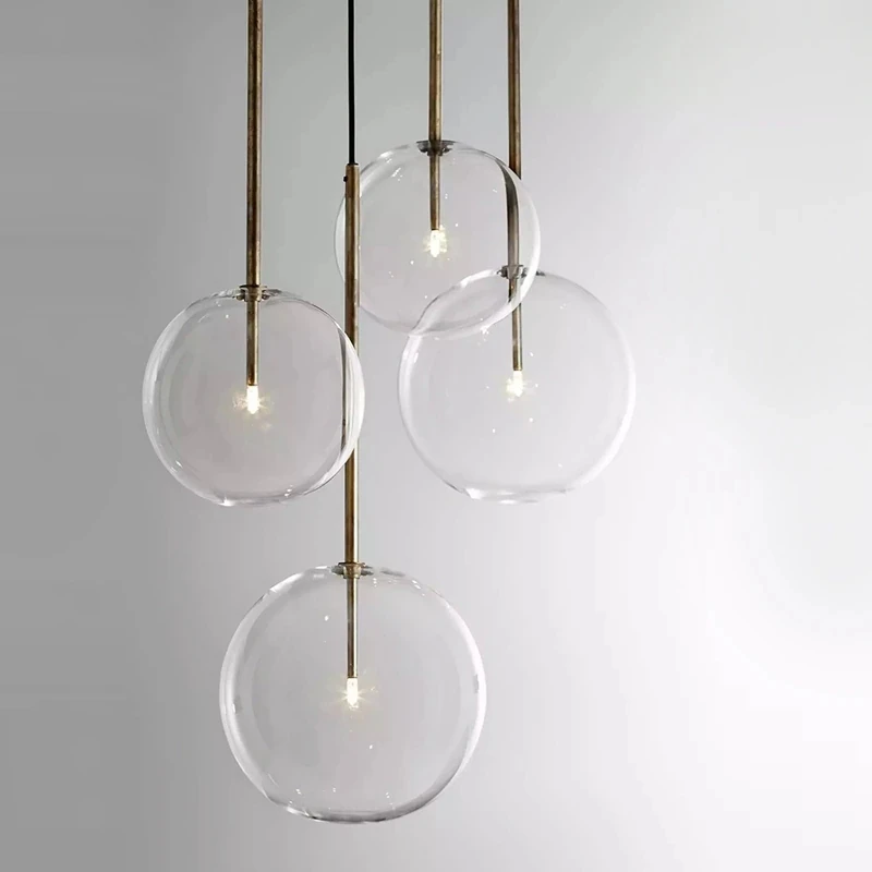 Lampe Suspendue Simple en Verre Transparent de Style Nordique Moderne, Luminaire Décoratif d'Nik, Idéal pour une Salle à Manger, une Chambre à Coucher ou un Salon, G4