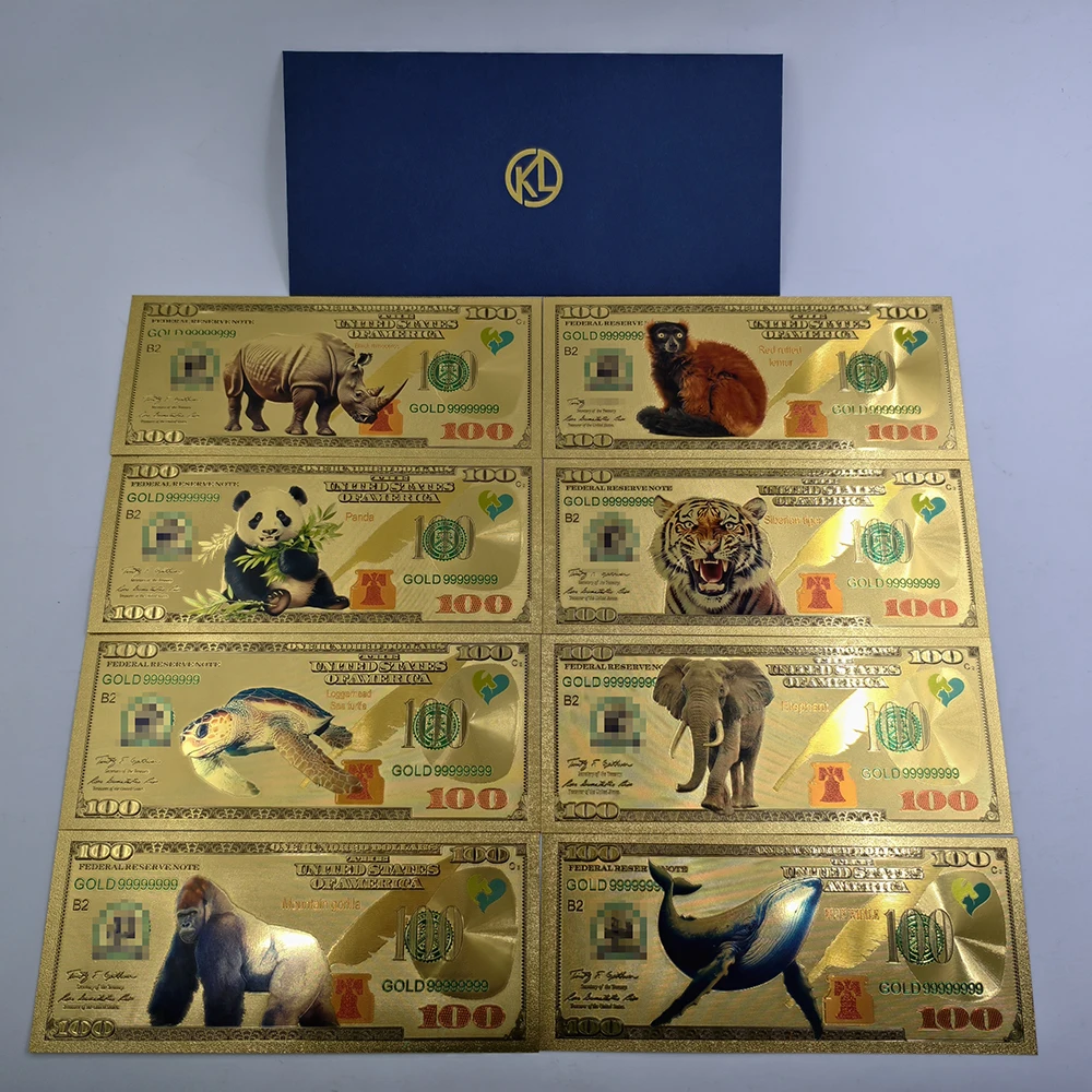 الولايات المتحدة الأمريكية 100 دولار الذهب احباط الأوراق النقدية الأحمر تكدرت ليمور/الباندا الأوراق النقدية البلاستيكية التذكارية هدايا لمحبي الحيوانات وجواعه #1