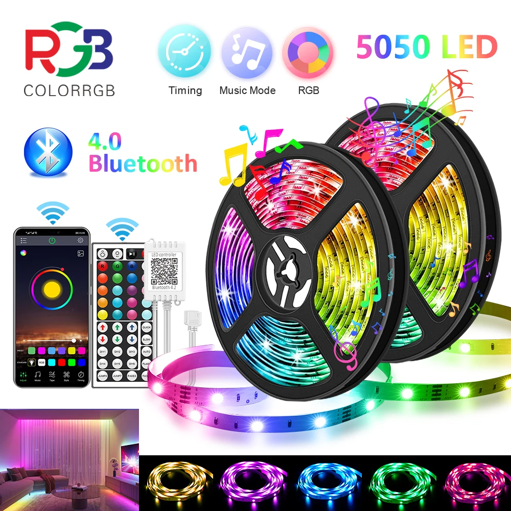 LED Strip Light RGB5050 Color Changing 5M-20M APP+Remote Home LED lighting, Color Changing LED Strip Lighting Music Sync,