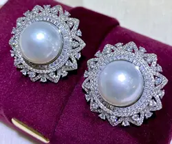 MADALENA SARARA 10-11mm Freshwater Pearl Women Flower Earrings Simple S925 Made High Quality