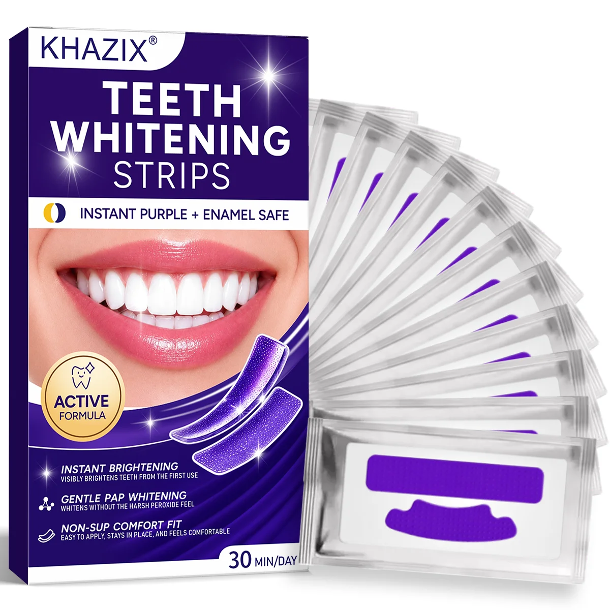 Teeth Whitening Routine - Strip Pembersih Gigi Warna Ungu untuk