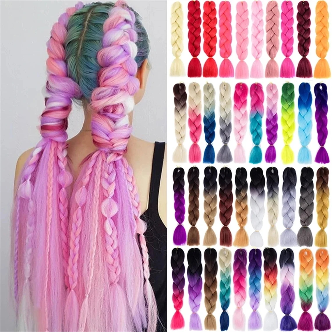 Qp hair 24 inch Ombre Color Synthetic Hair Braids Pre Stretched Wholesale Jumbo Braiding KaneKalon Hair Extensions 100g/pcs