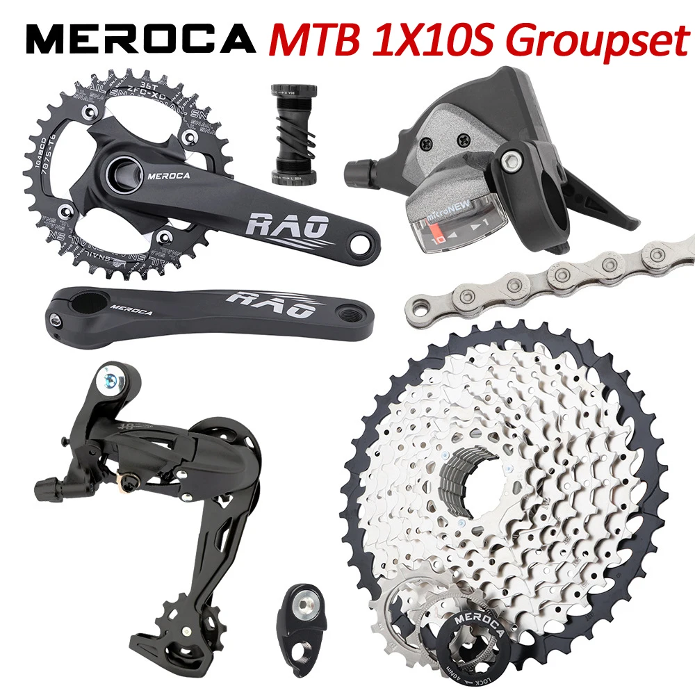 

MTB 1X10Speed Kit MicroNEW Rear Derailleur Shifter Lever 116L Chain 42 46 50T 10S Cassette 170MM 32/34/36T Crank BB 10S Groupset