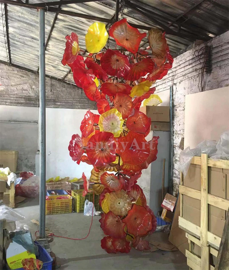 300cm big murano glass flower chandelier chihuly style for hotel