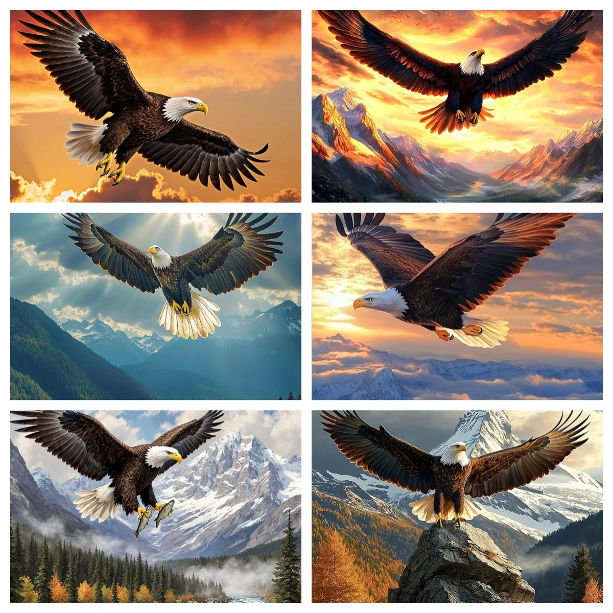 

Animal-Eagle Theme Home Decorations Background Mountain And Lake Backdrop Eagle Soaring Over Snowy Pine Tree Photography Banner