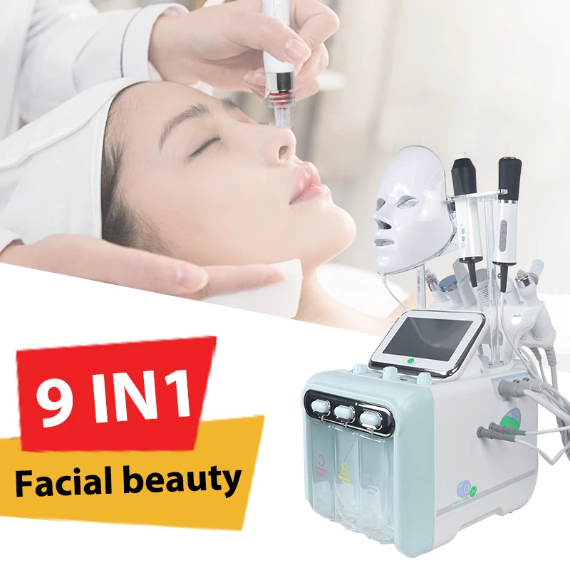 portable 9in1 small bubble hydra oxygen faical H2 O2 rf skin care  for Acne Treatment oxygen faical machine Skin Rejuvenation