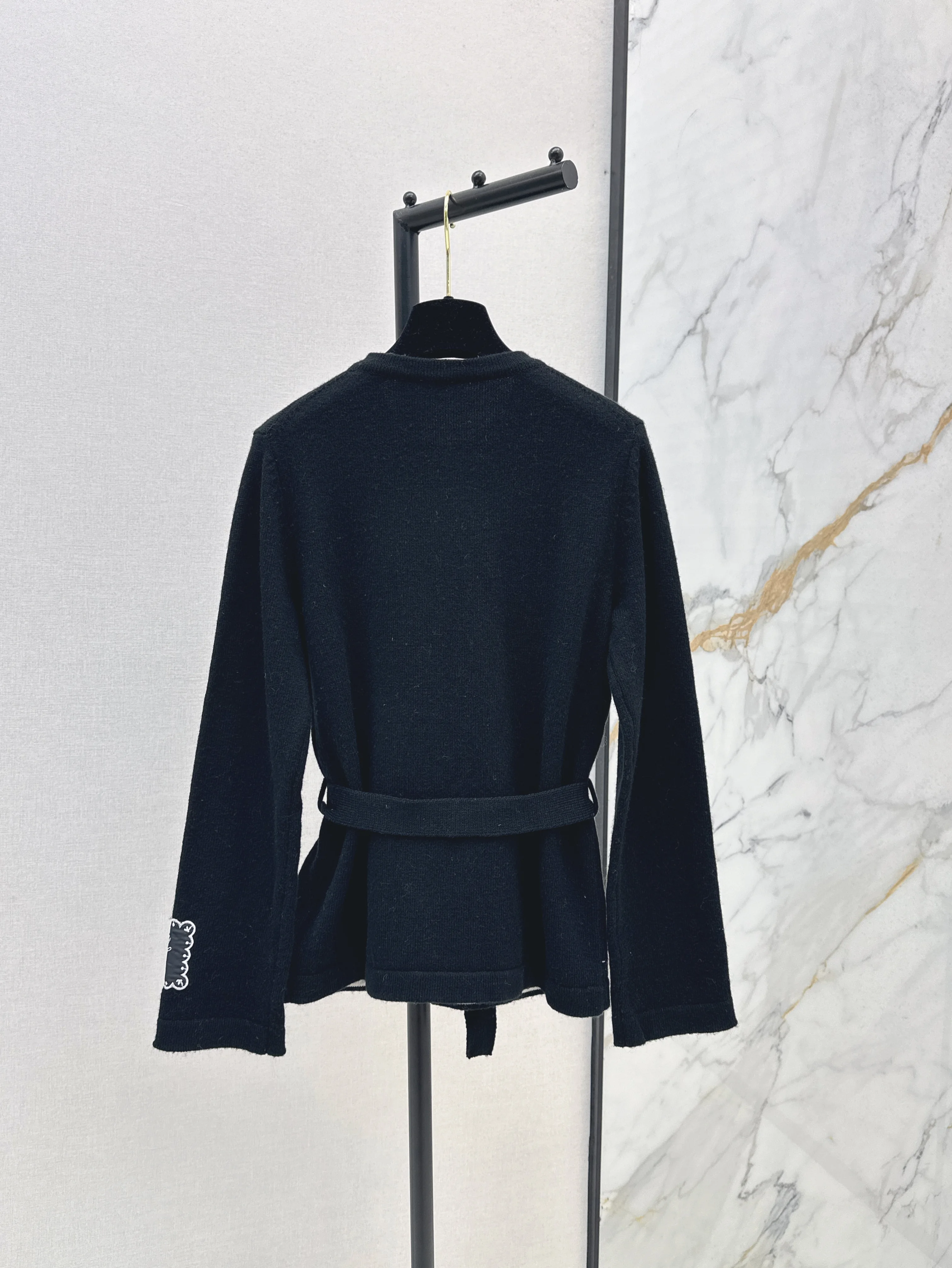 

Autumn And Winter New Style Ladies Round Neck Color Belt Long Sleeve Knit Cardigan