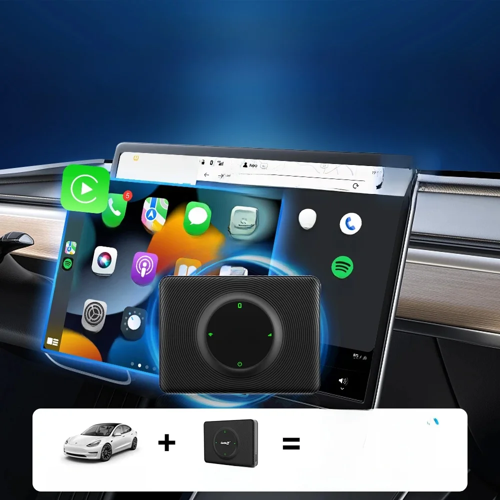 Adaptateur de voiture T2C CarlinKit pour Tesla modèle Y modèle 3, connexion automatique sans fil, CarPlay et Android Auto Tesla Smart Box Waze 5
