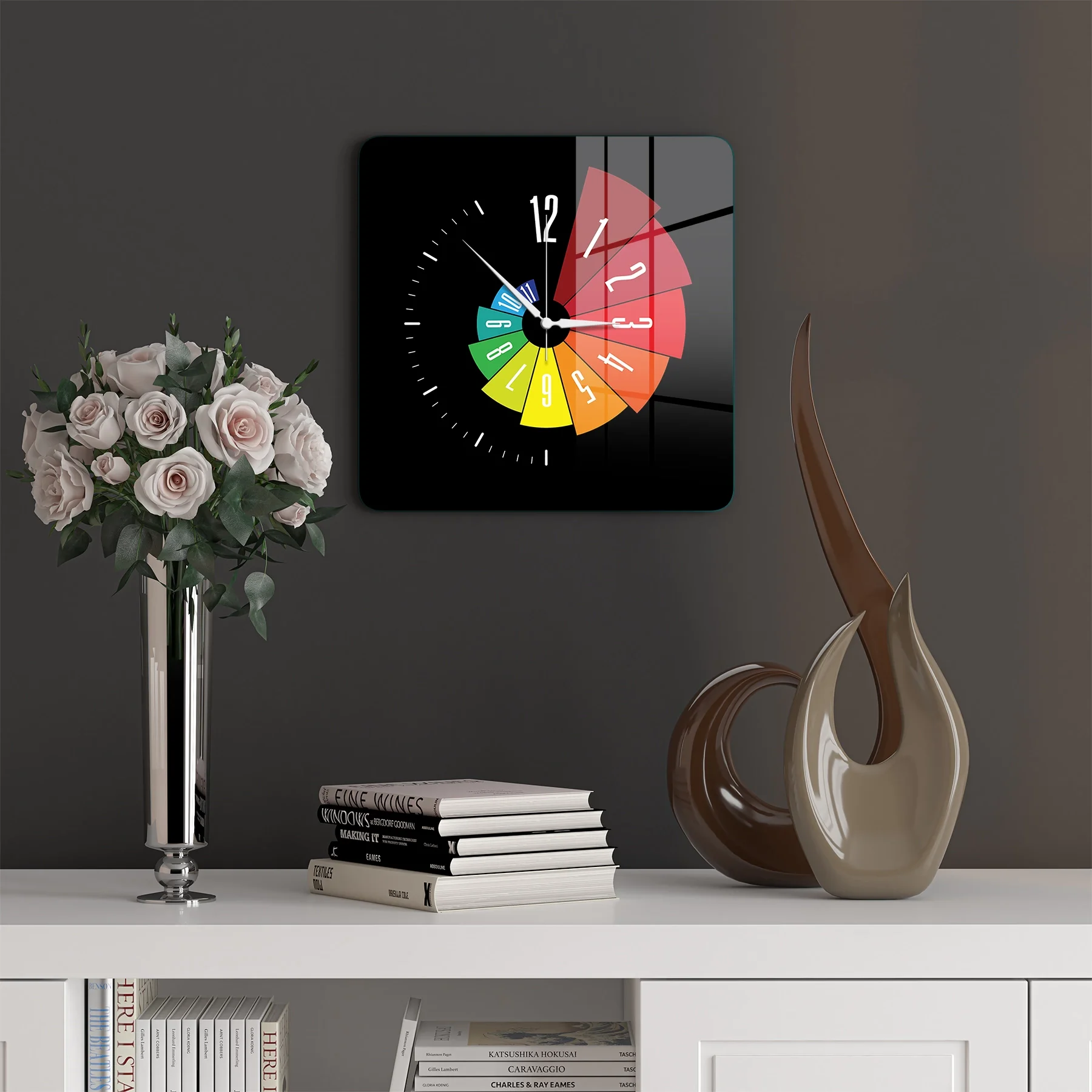 

Glass Wall Clock Square 30 x 30 Cm Wall Clock Gift Home Living Room Bedroom Silent Quartz Wall Clock AA Battery High Definition