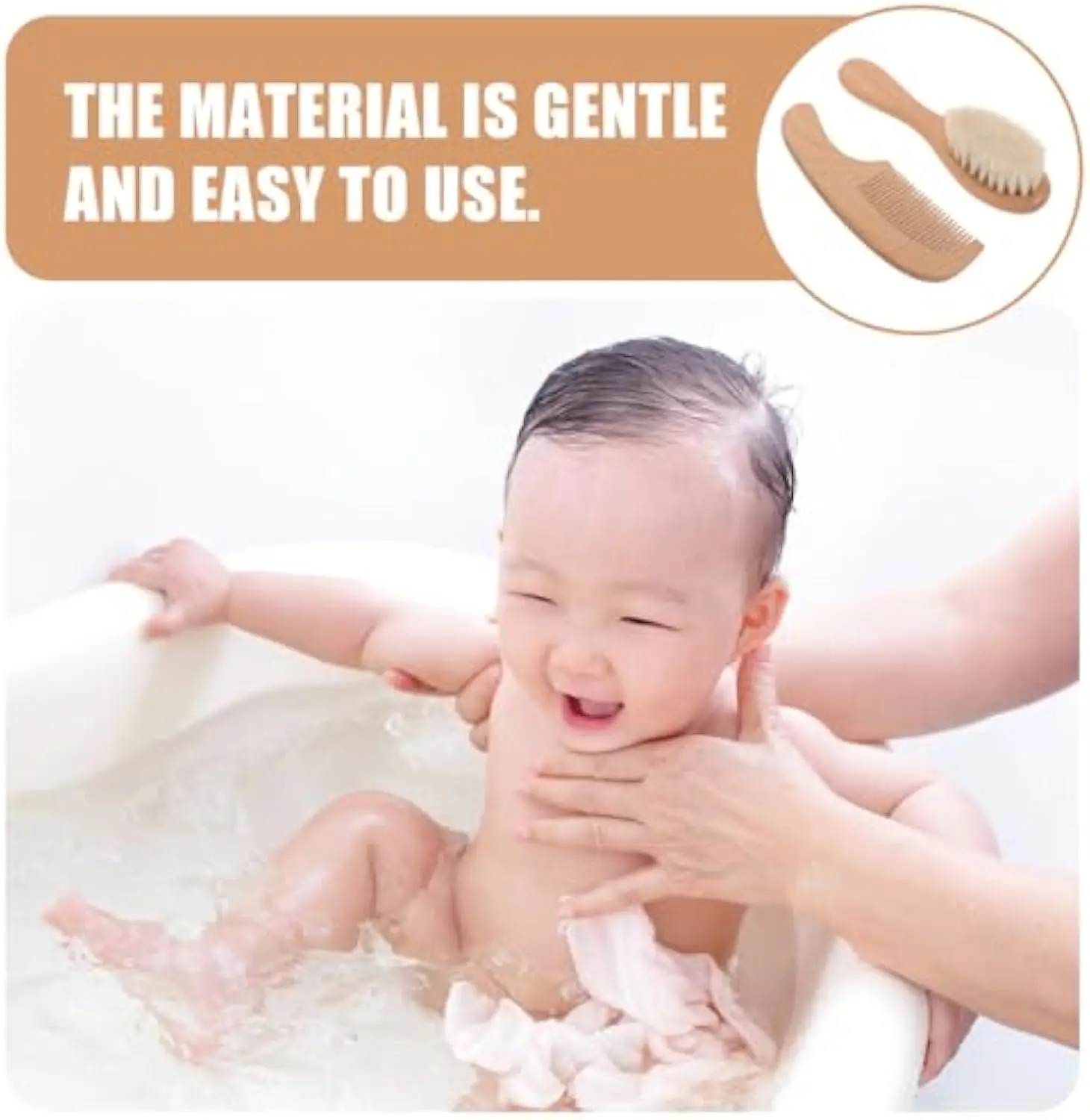 2 قطعة مجموعة أمشاط الطفل رعاية الطفل فرشاة شعر الزان الصوف الناعم الخشب مشط الوليد مدلك استحمام الطفل وهدية شعر الطفل مهدئا