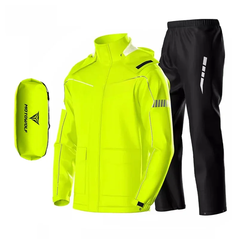 AliExpress Motorcycle Rainsuit Waterproof Split Raincoat Suit Cycling Motorbike Jacket and Pants Lightweight Foldable Windproof Reflective