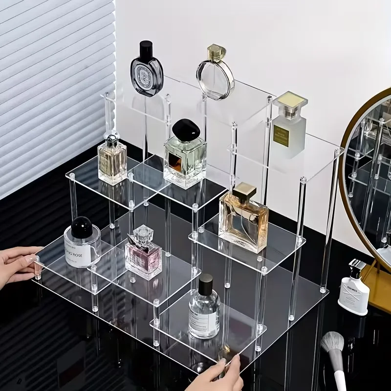 Perfume Shelf Acrylic Stepped Cosmetics Storage Rack Dressing Table Desktop Multi-layer Skin Care Products Display Rack