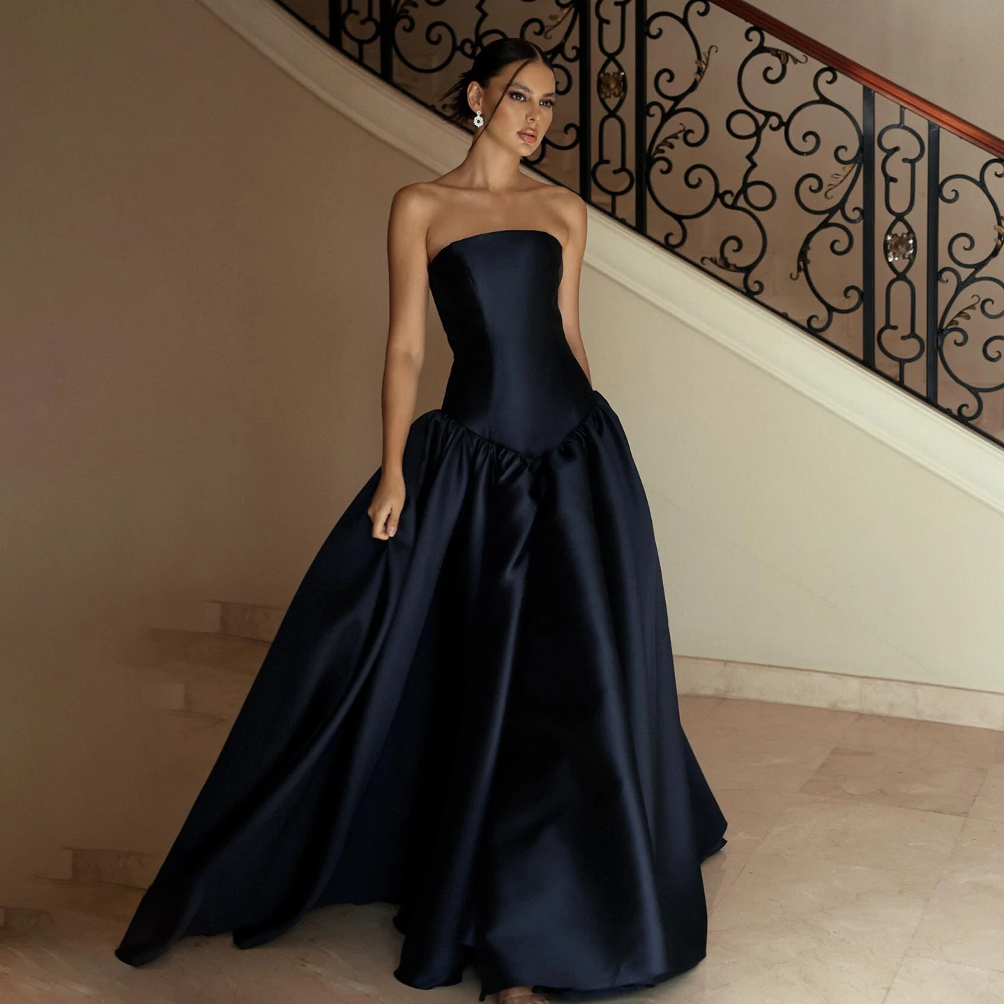 ballgown formal women's black strapless wedding dress Zapakasa Women Black and White Satin Black Tie Dress with Slit Mermaid  Strapless Long Formal Dress