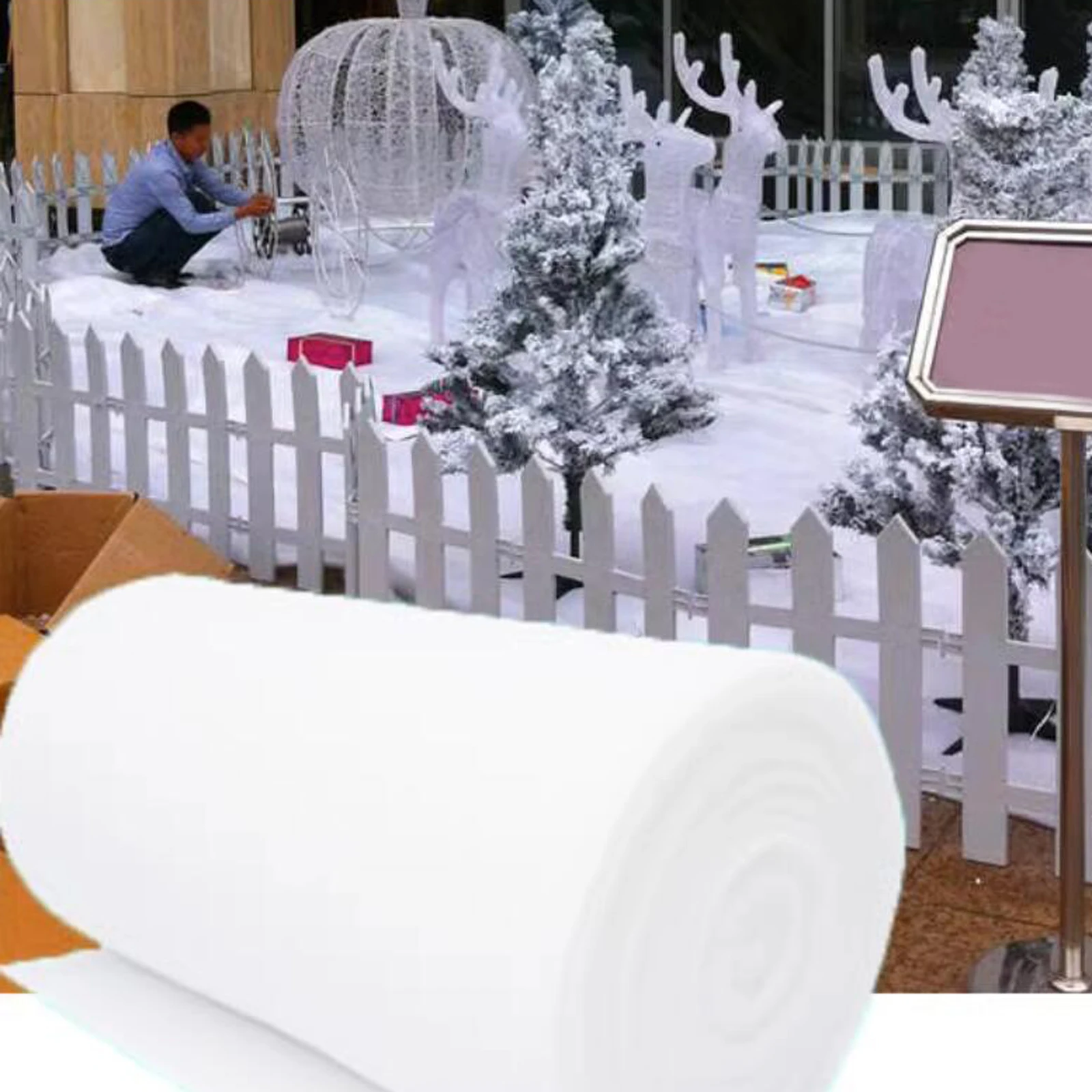 عيد الميلاد بطانية الثلج عيد الميلاد الشتاء بطانيات الثلج الاصطناعية سميكة لفات ورقة الثلج القطنية لمهرجان ديكور ذاتي الصنع