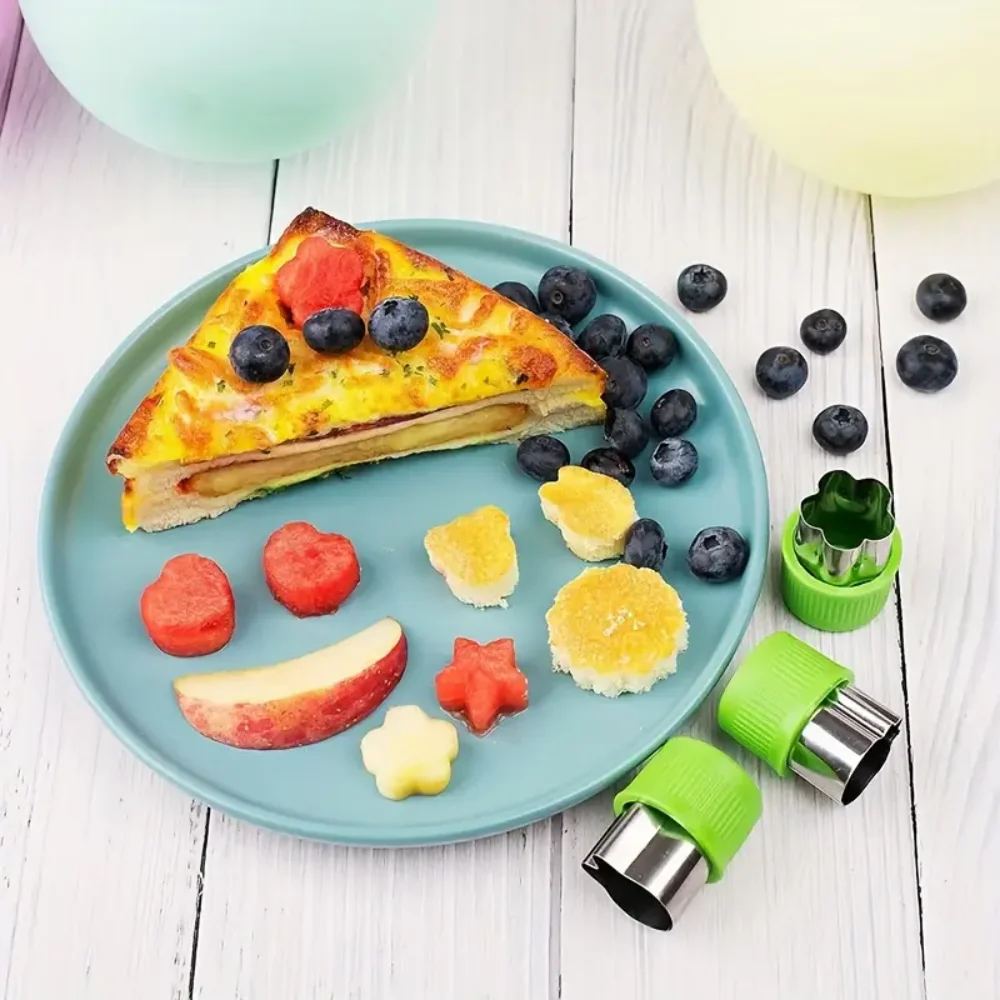 9-teiliges rostfreies Stahl-Ausstechformen-Set mit Gemüse- und Obstschneidern, Mini-Kuchenpresse, Backzubehör für Kinder