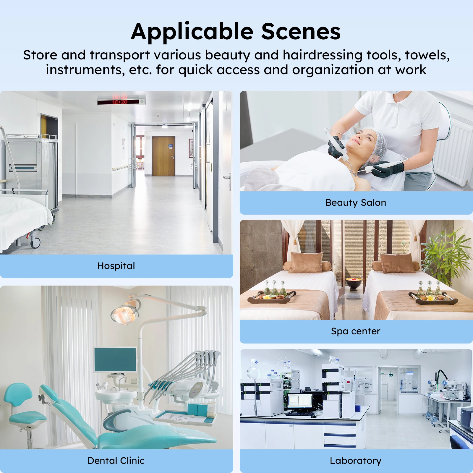 Mobile Ultrasound Trolley Cart Portable Ultrasound Imaging Scanner Vehicle Medical Beauty Storage Cart 110LBS Load with 4 Wheels