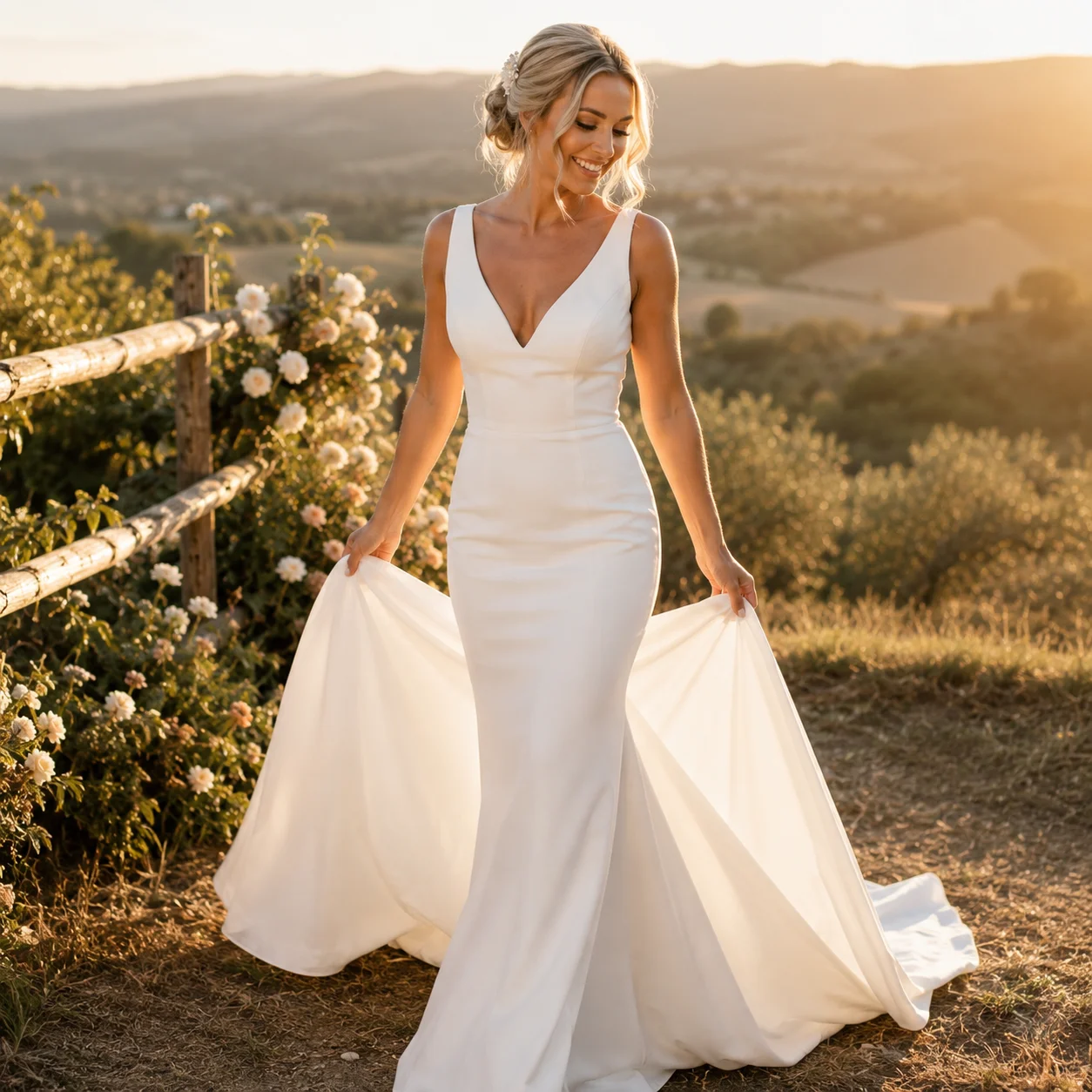 Backless Mermaid Wedding Dresses Civil Bridal Gown V Neck Simpl Bridal Dress Modern Brides Wedding Gowns Customized