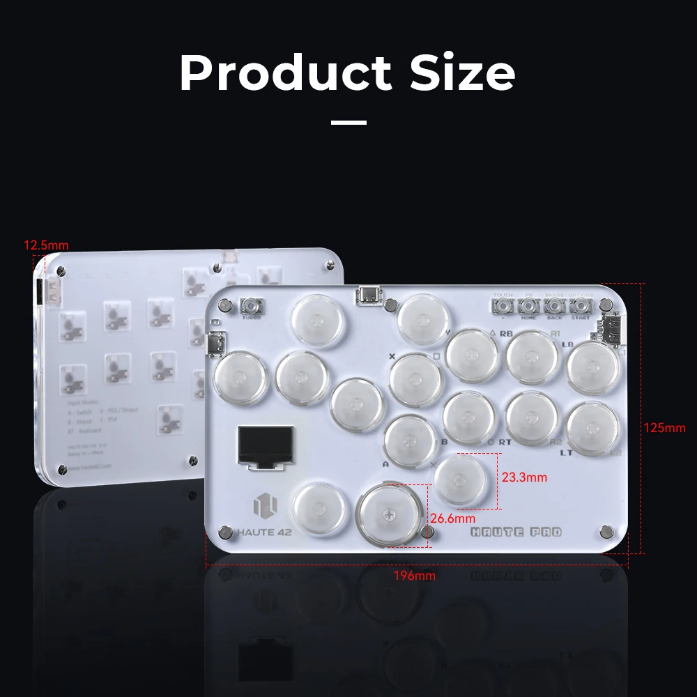 Haute42 Arcade Joystick Hitbox Leverless Controller Fight Sticks For PC / Ps4 /Switch Mini Hitbox Fighting Game Arcade Stick