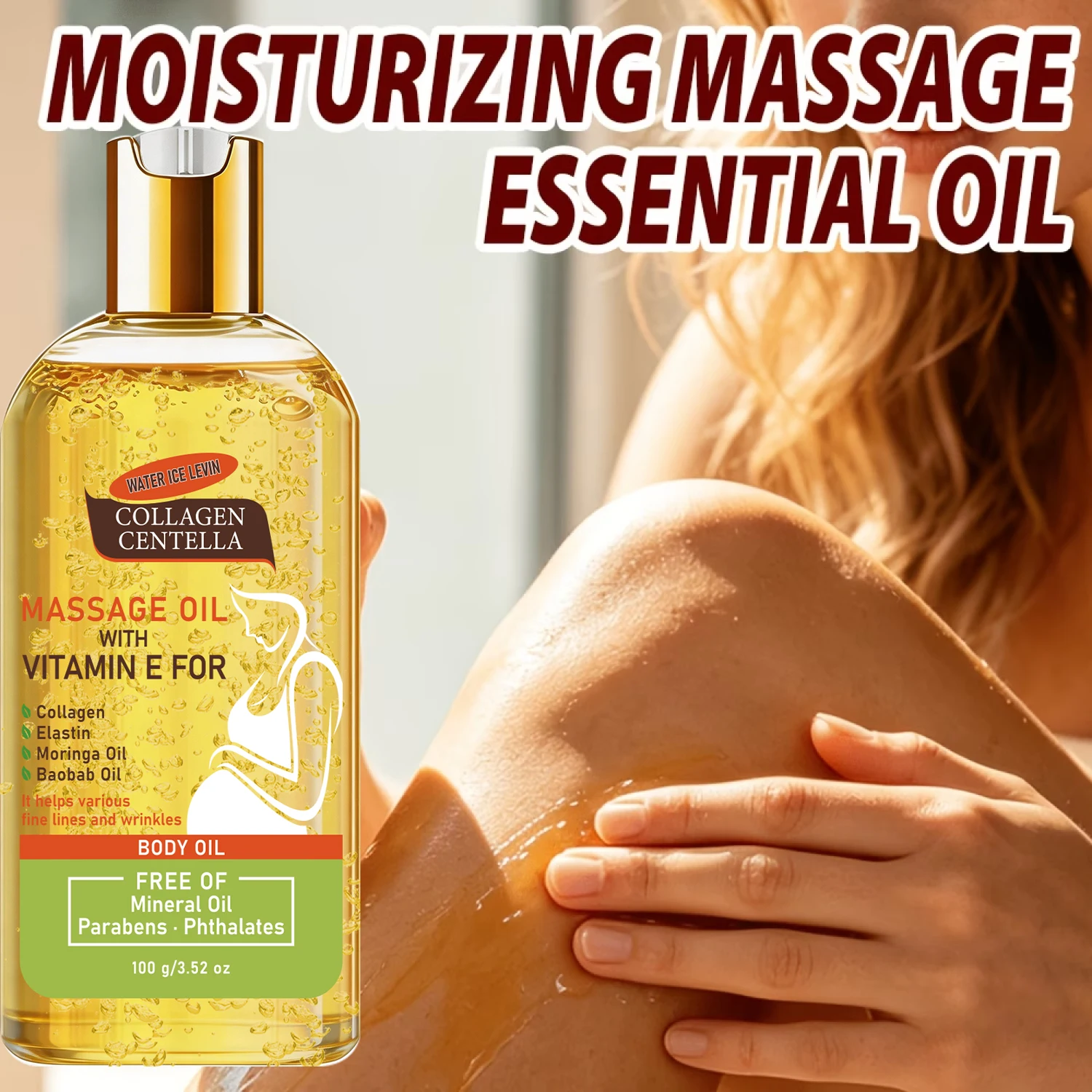 Collagen Centella Massage Body Oil Vitamin E, Mineral Oil Free Moisturizing Firming Pregnancy Skin Care - view 3