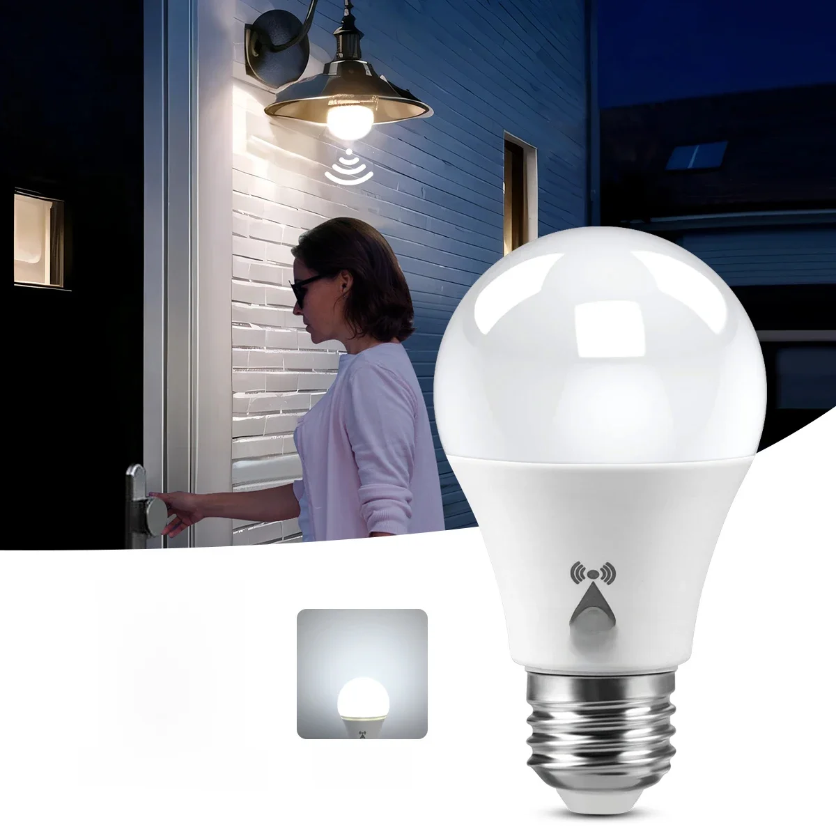 Lâmpada LED Night Light Radar Sensor, E27, 12W, 220V, 110V, Iluminação para Quarto, Escadas,