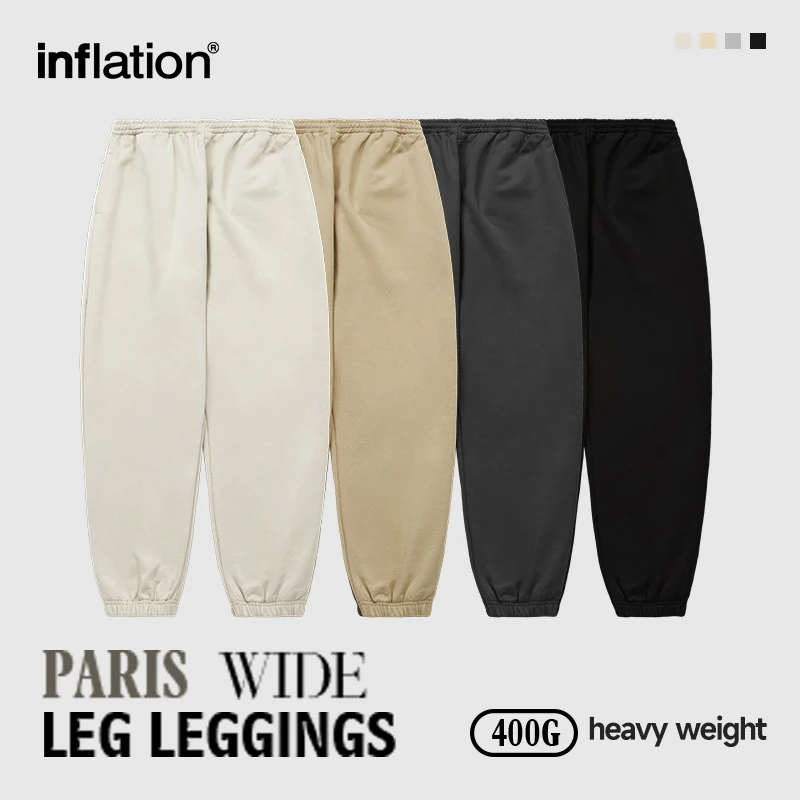 INFLATION Unisex Jogger Pants 2023 Trendy 100% Cotton Heavyweight Track Pants Couplewear Sweatpant