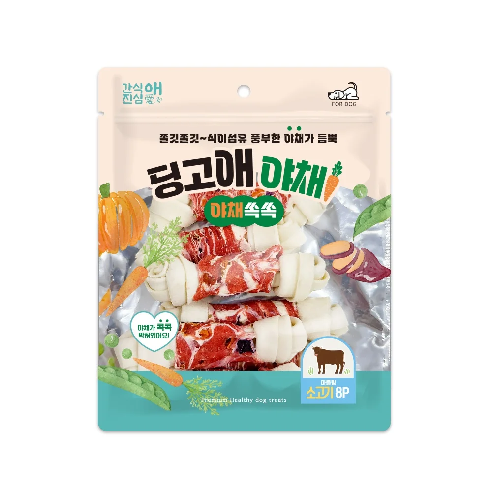 딩고애야채 마블링 딩고본 소고기8P,강아지간식,애견간식 ,딩고껌 개껌 연어껌 