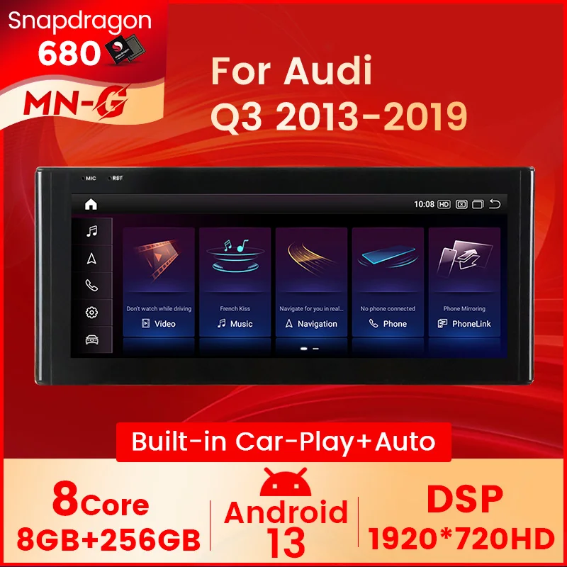 NEW Android 13 For Audi Q3 Wireless Carplay Auto Car Radio Multimedia Video Player 4G WIFI BT GPS Navigation Wireless Carplay