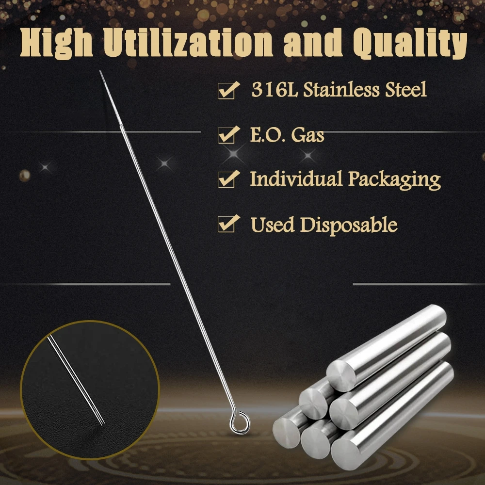 Tattoo Needles and Tips Kit Include 50pcs Round Liner Tattoo Needles and 50pcs RT Tattoo Nozzles Tips for Coil Machine Gun Grip