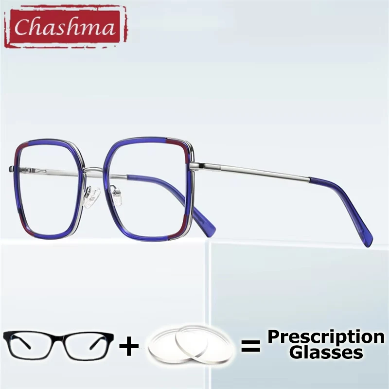 

Chashma Prescription Glasses Women Square Eyeglasses Frames Driving Optical Multifocal Progressive Recipe Reading Eyewear Lenses