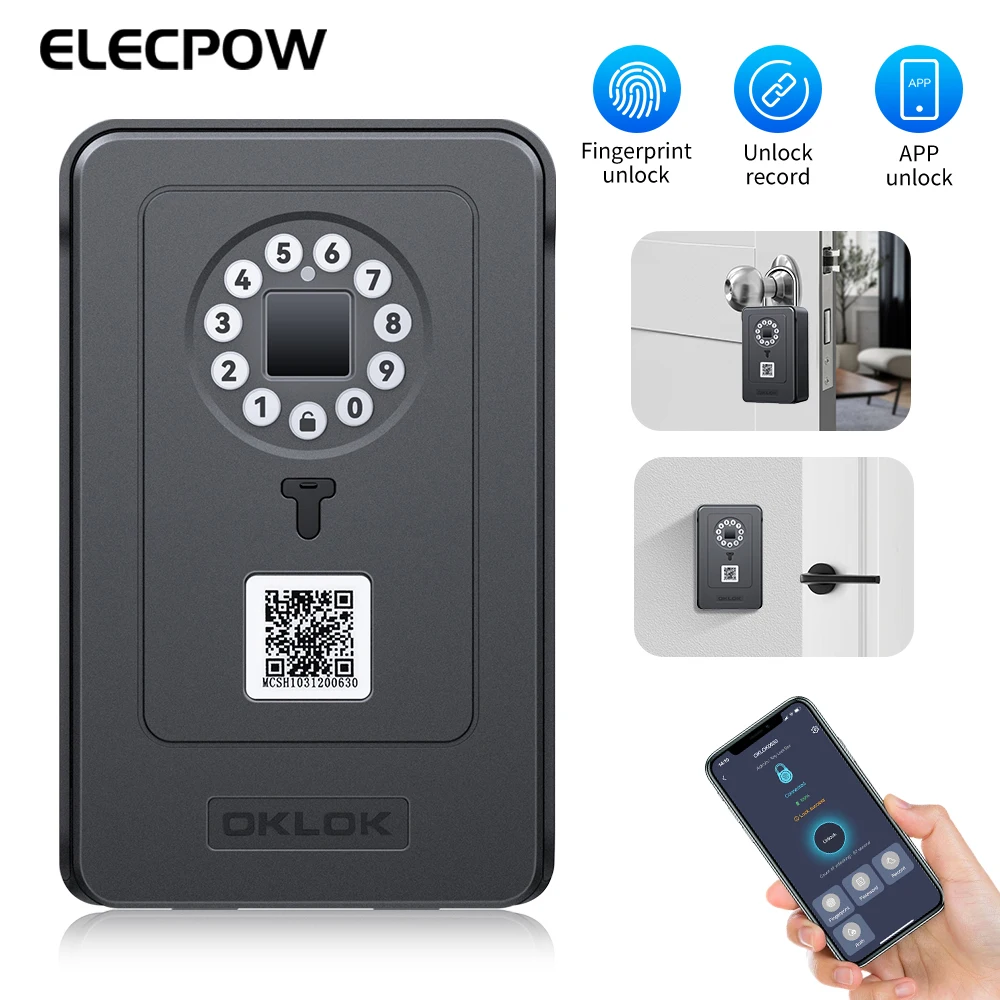 elecpow-bluetooth-fingerprint-password-key-lock-box-waterproof-wall-mounted-door-hanging-safe-deposit-box-smart-oklok-management