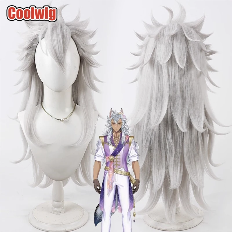 

Coolwig Synthetic Hair Jack Howl Cosplay Wigs Game Twisted Wonderland Jack Howl Halloween Long Silver White Wig Heat Resistant