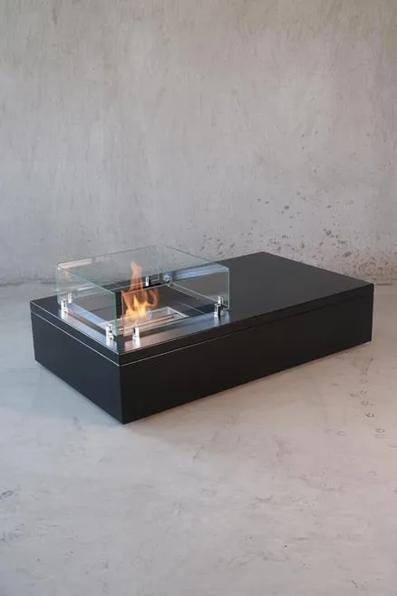 Korflame Rettan Black Flueless Fireplace - Portable Bioethanol Fireplace