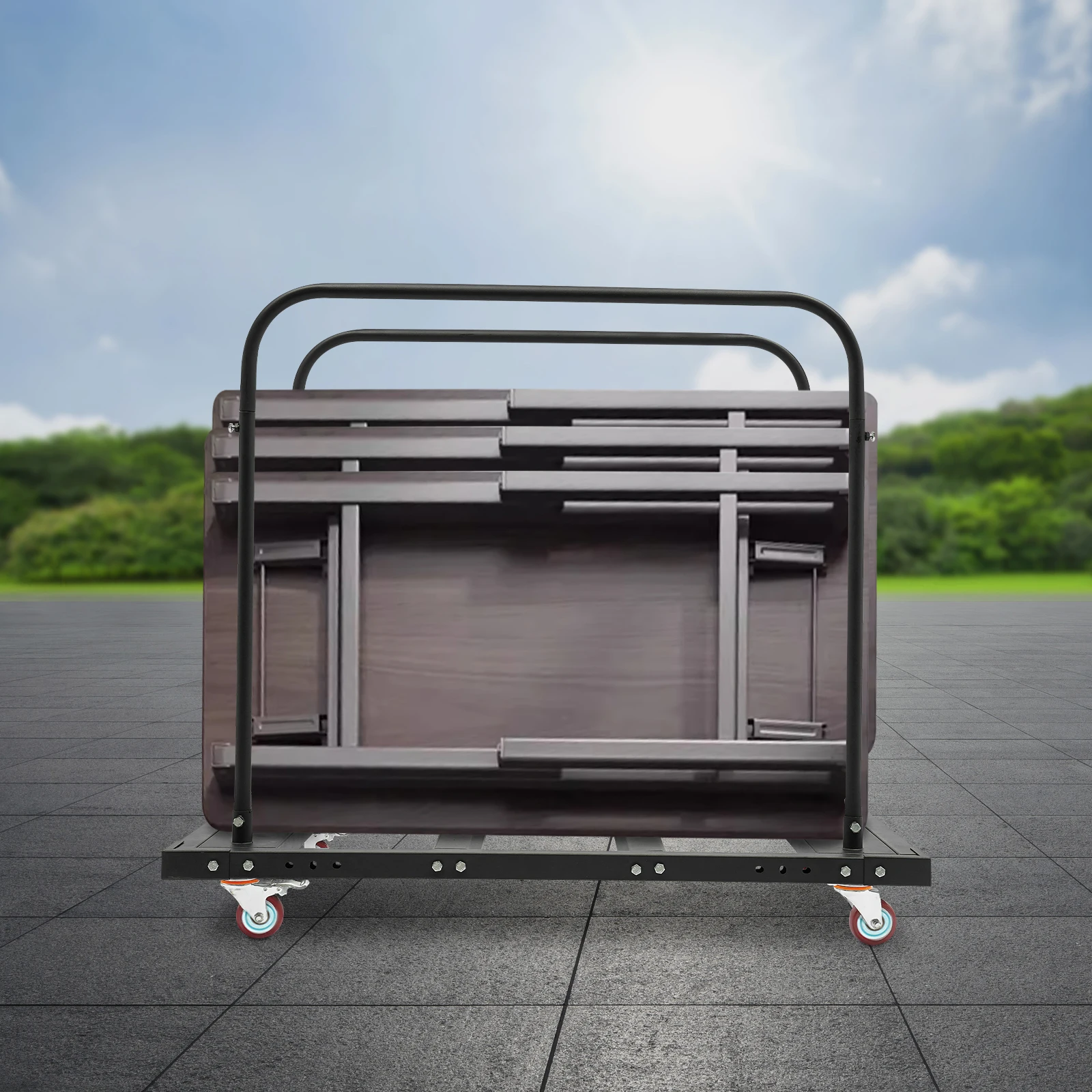 Large Capacity Rolling Cart, Folding Table Cart, Folding Table Trolley, 1*Folding Table Cart 1*English Manual 4* Wheels