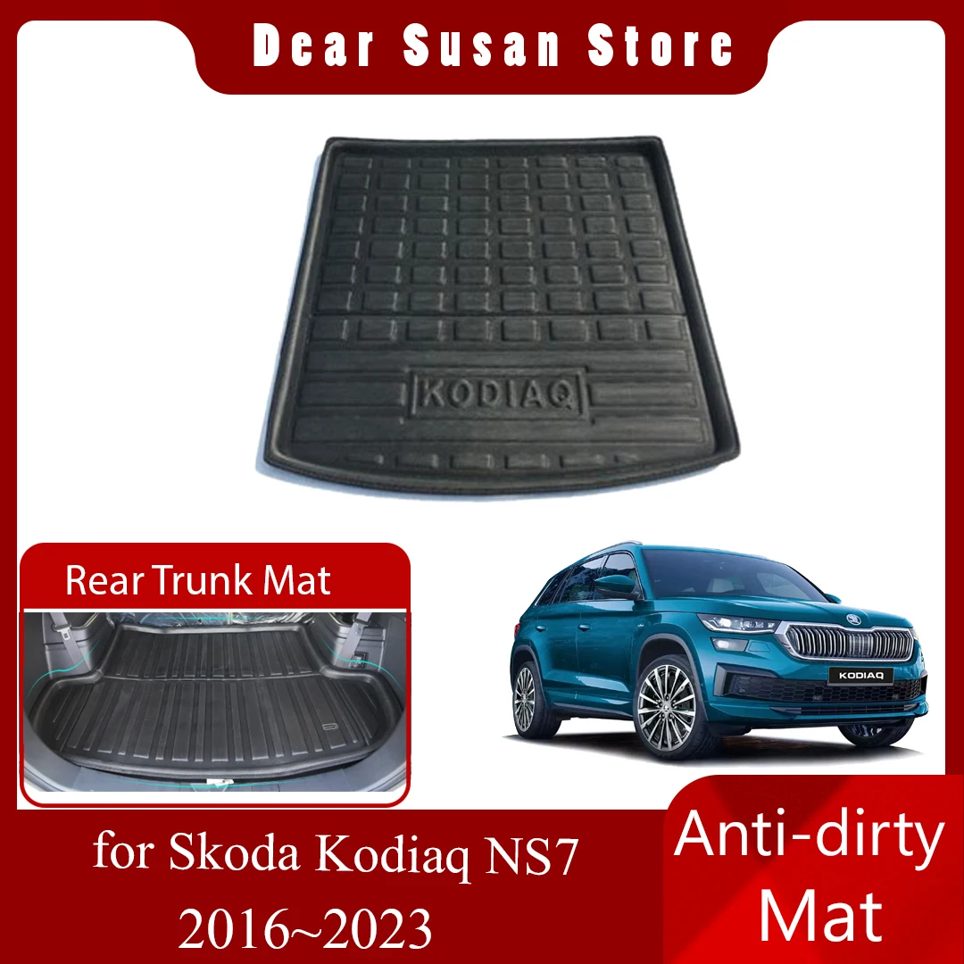 Car Rear Trunk Mat for Skoda Kodiaq NS7 RS GT Scout SE 2016~2023 Part Foot Liner Luggage Tray Rug Pad Boot Carg Cover Accessorie