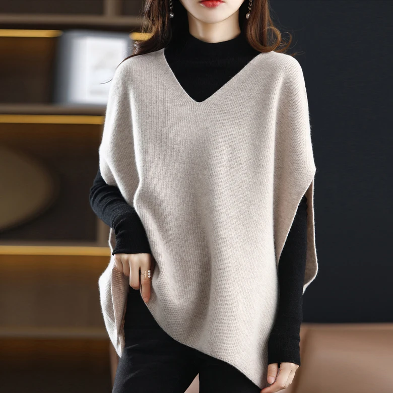 Women Cashmere Kit Best V-neck Loose Winter Vest