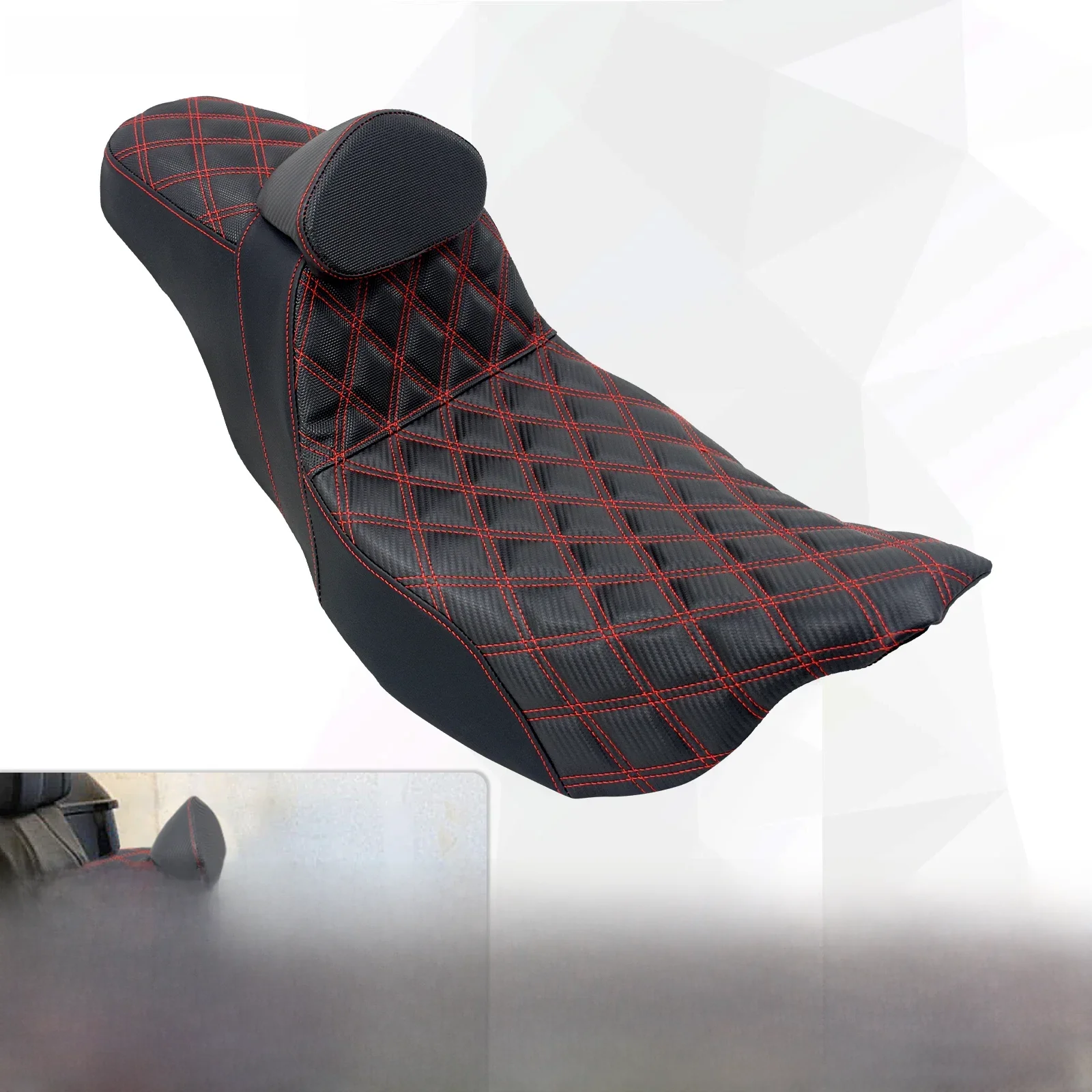 2-Up Motorrijder Passagiersstoel Met Verstelbare Rugleuning Kussen Voor Harley Touring Electra Road Glide 09-23 Lederen Zetel - afbeelding 2