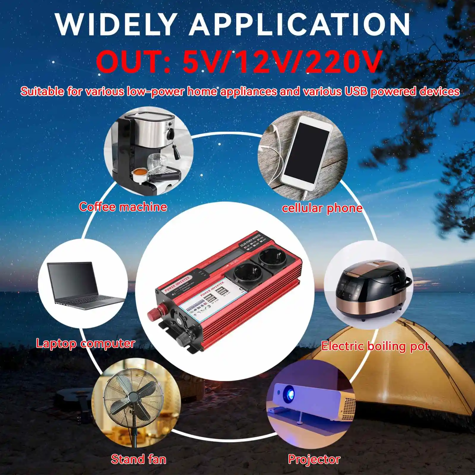 4000W 3000W Omvormer Dc 12V Naar Ac 220V Transformatie Met 4 Usb Eu Pocket Opladen Met Led Display