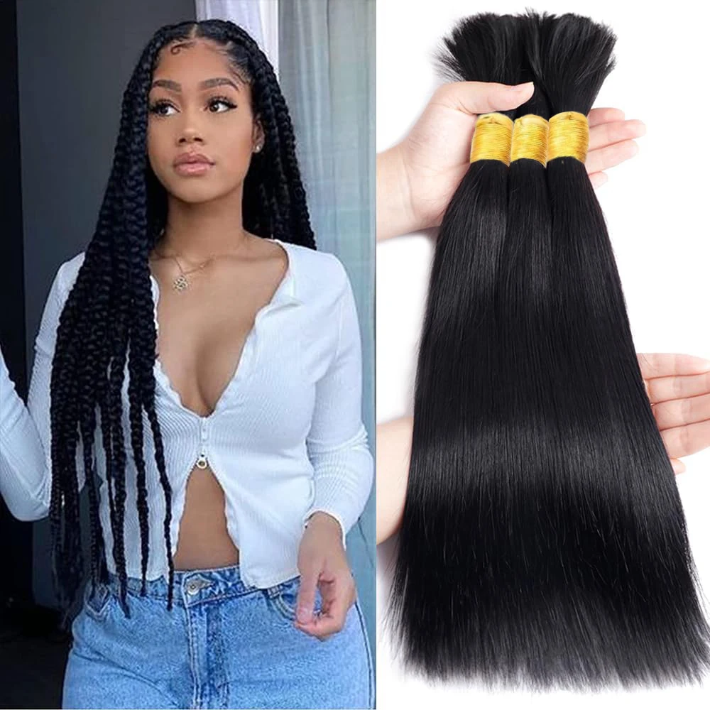 

Straight Bulk Human Hair Brazilian 100% Human Hair 1/2/3 Braiding Hair For Boho Braids No Weft Remy Human Hair Braids Extensions