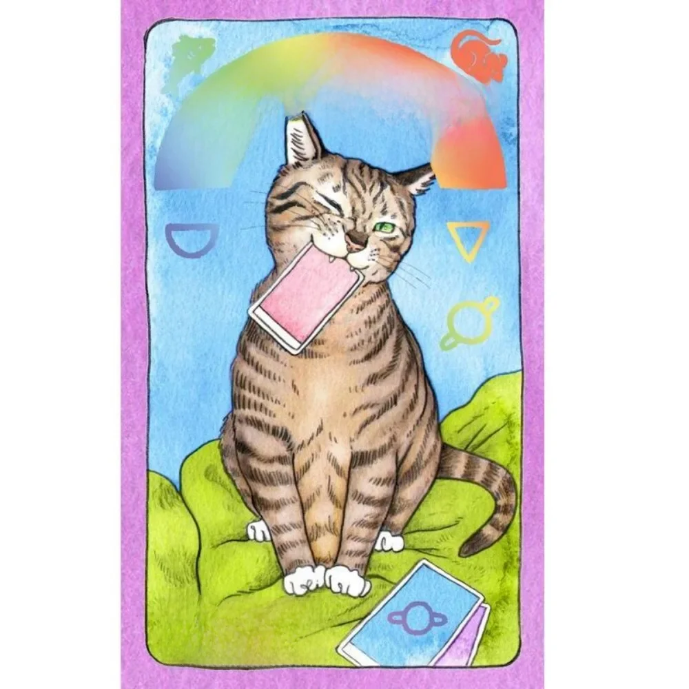 Tarot de chat 10,3 x 6 cm : 78 cartes (marche de tarot fantaisiste et humoristique, remplisseur de bas pour les amateurs de chatons)