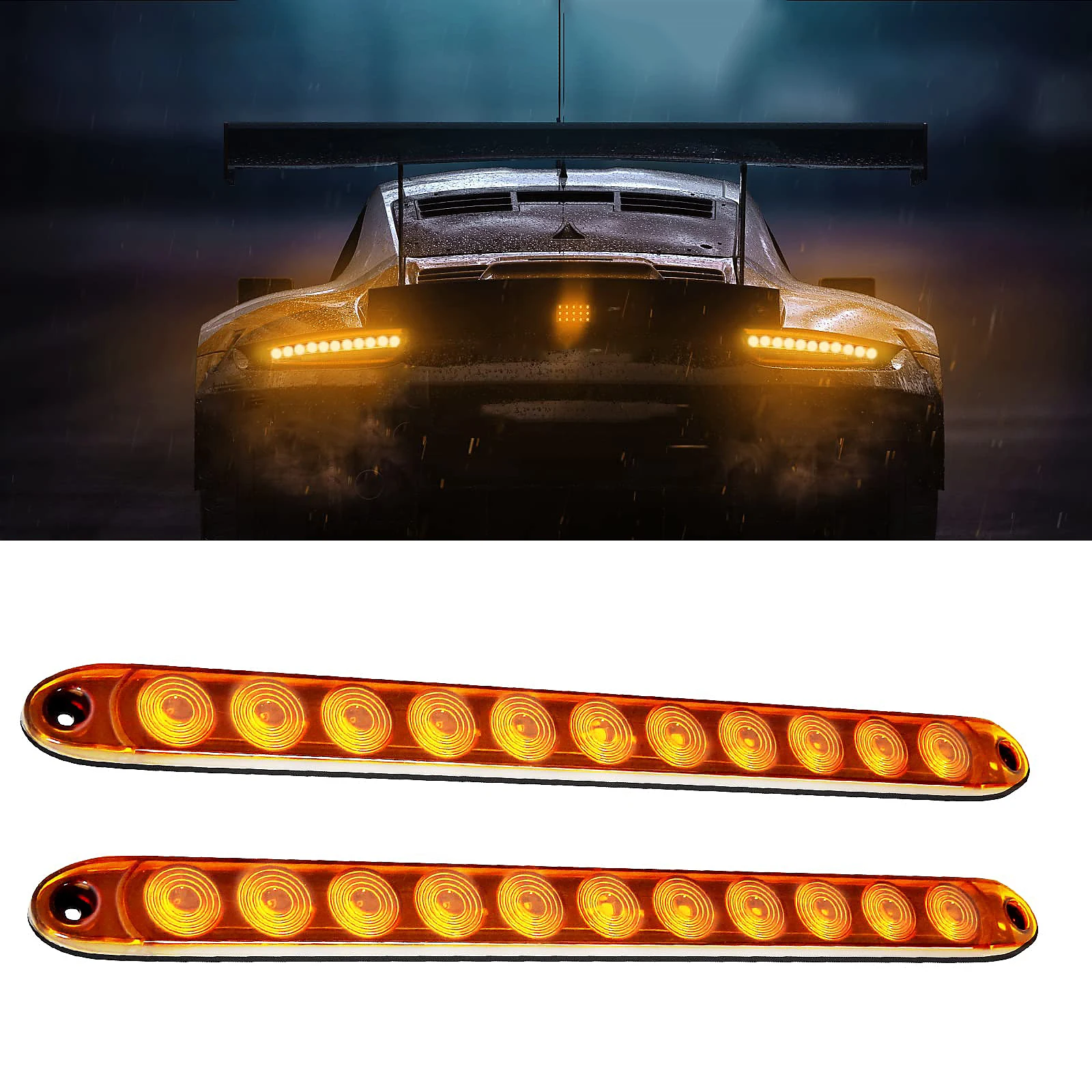 

11LED Car Warning Signal Strips High Mount Brake Stop Lamp Third 3Rd Brake Tail Light Truck Trailer Side Light Waterproof 12V