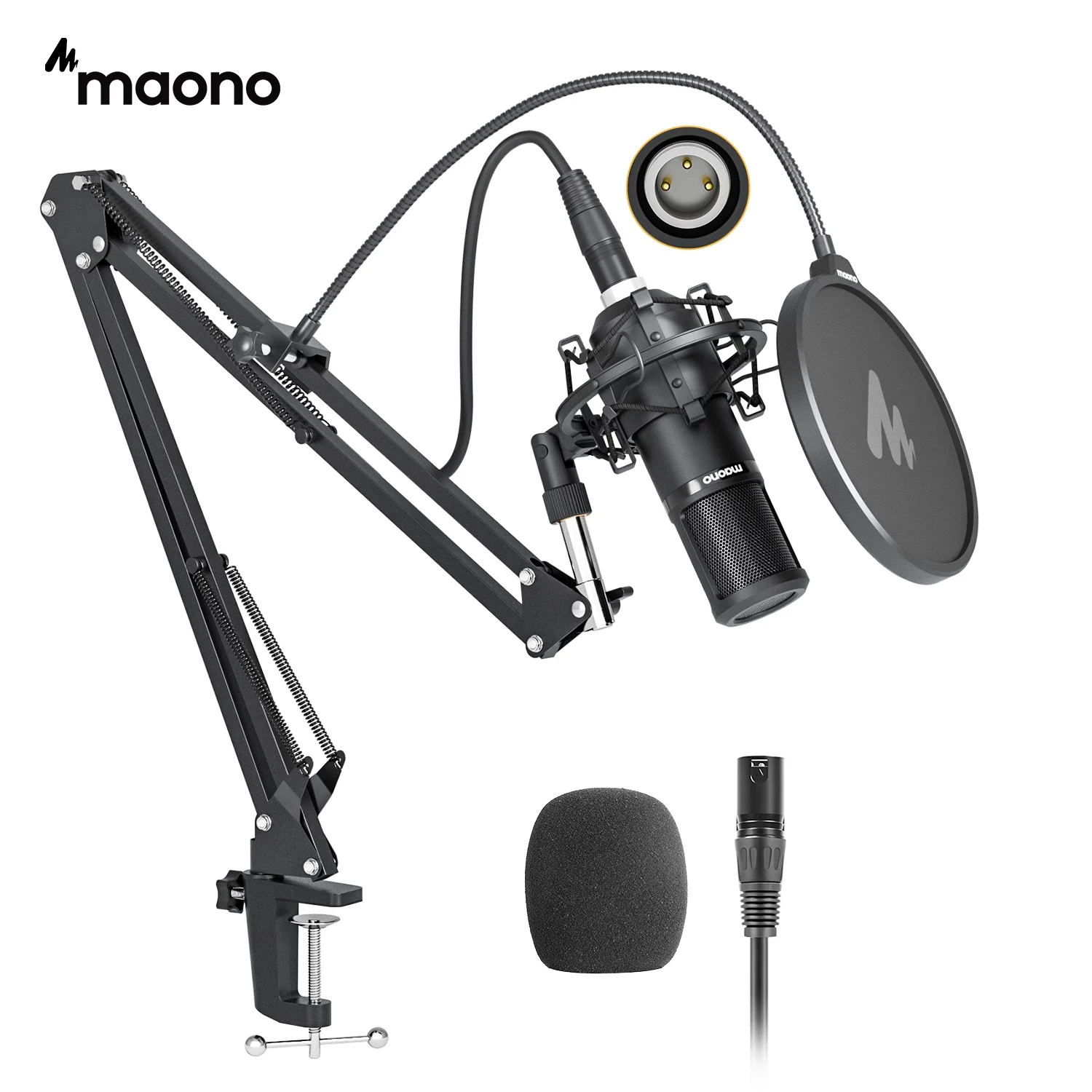 

MAONO XLR Condenser Microphone Kit Professional Cardioid Vocal Studio Recording Mic for Streaming Voice Over Home-Studio.PM320S